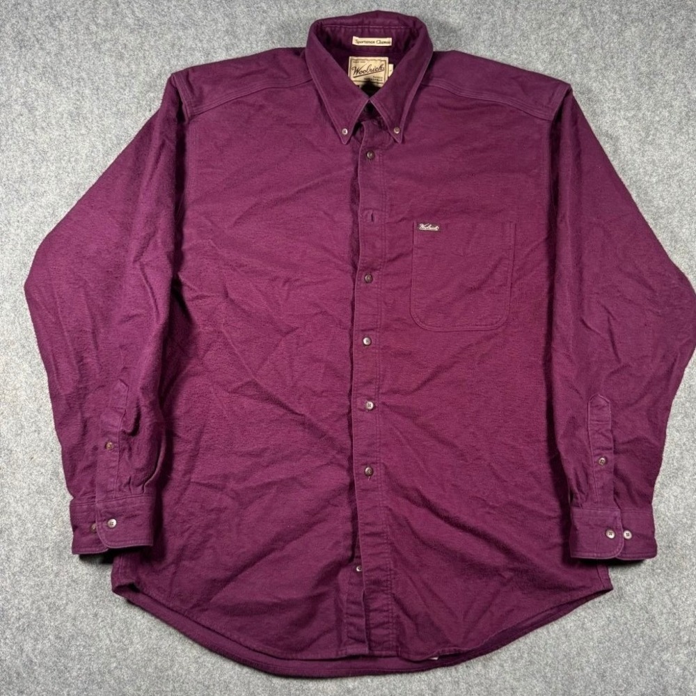 VTG Woolrich Mens Sportsman Chamois Shirt Large‎ Purple Long Sleeve Button Down